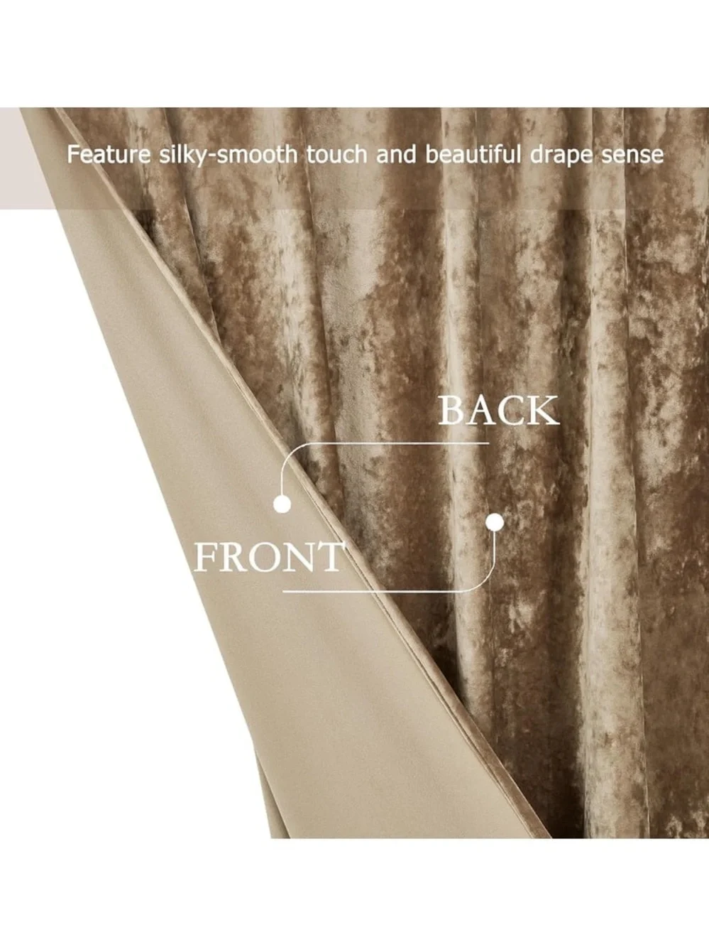 Luxury Velvet Curtain Panel Pair in Tan 100x84in